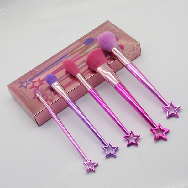 Dropshipping Fairy Stick Makeup Brush Set 5pcs Star Pentagram Pretty Face Foundation Contour Powder Brush Set Retail Box