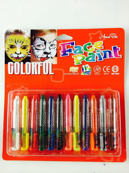 Convenient fashion Non-toxic face painting body painting paint pen12color combinations suit makeup paint pigment World Cup party