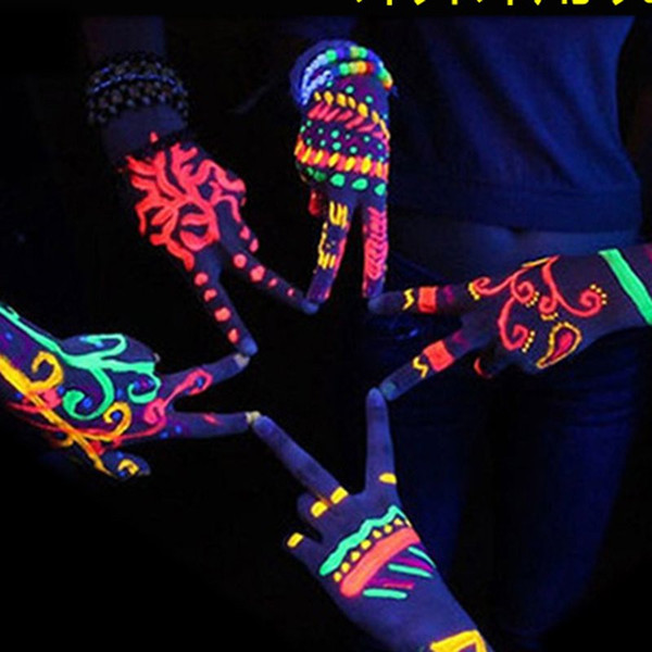 25g Neon Fluorescent Body Paint Glow In The Dark Face Painting UVLuminous Flash Acrylic Art paint For Party Halloween Makeup