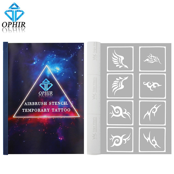 Wholesale-OPHIR 281PCS Pattern Airbrush Stencils Set A4 Booklet for Temporary Tattoo Airbrush Kit Body Art Tattoo Accesory _TA109