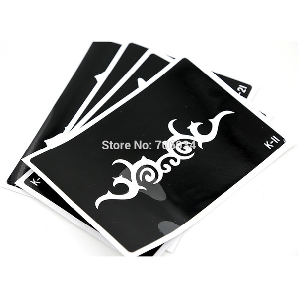 Wholesale-K Stencils For Panting Paper 16pcs/lot Tattoo Template Tattoo Stencils For Body Art Painting Waterproof 7.8*5.5 Inch A01-K396