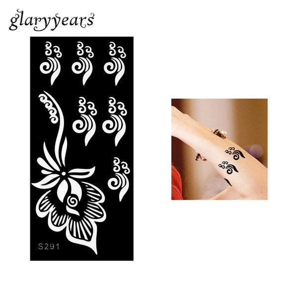 Wholesale- 1 Piece Flower Lace Henna Tattoo Stencil Drawing Women Back Body Art Airbrush Painting Hollow Henna Tattoo Template Popular S291