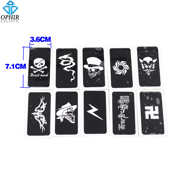 Wholesale-OPHIR 10 PCS x Airbrush Sheets Stencils(Skull series) for Body Painting Glitter Temporary Tattoo Kit 7.1cm x 3.6cm_TA032B