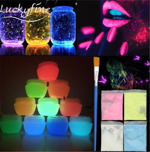 4 Color 10G 3D Glow Glitter In the Dark Powder Fluorescent Effect Pigment Dust With Solvent DIY Body Paint Halloween Decorations