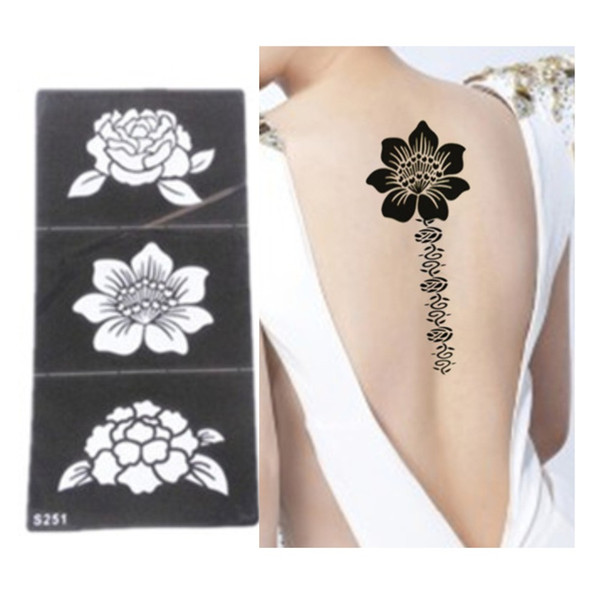 Wholesale-5pcs Tattoo Stencil Flower Tattoo Templates Hands/Feet Henna Tattoo Stencils For Airbrushing Professional New Body Painting