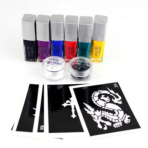 Tattoo Designs Free Sleeve Tatoo Moonlight Glue 1set/lot 6 Colors Temporary attoos Arm Chest Tattoos