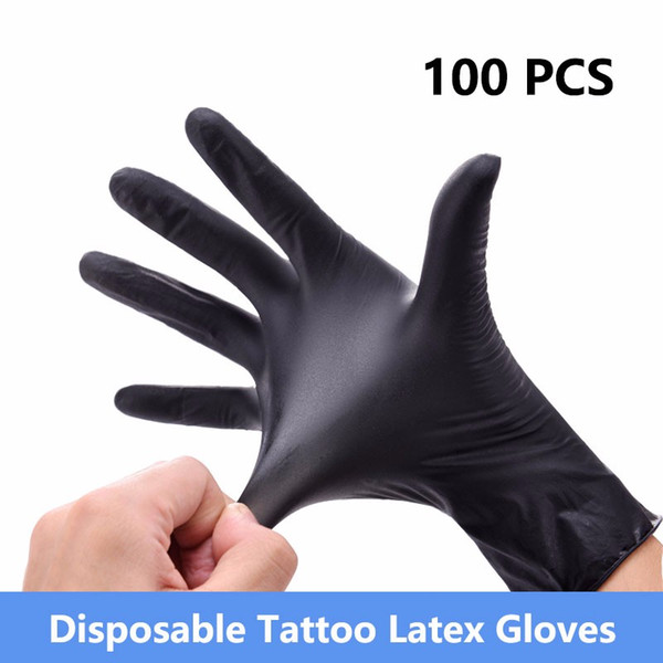 100 pcs High Quality Tattoo & Body Art Black Disposable Tattoo Latex Gloves Available Size Accessories Free Shipping Tattoo