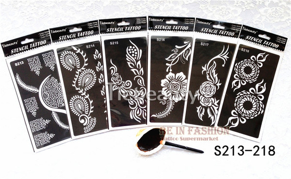 Wholesale-6pcs/lot Popular lots of patterns Temporary Tatto stencils for painting/Template Henna tattoo hands/feet Painting Kit sexy girl