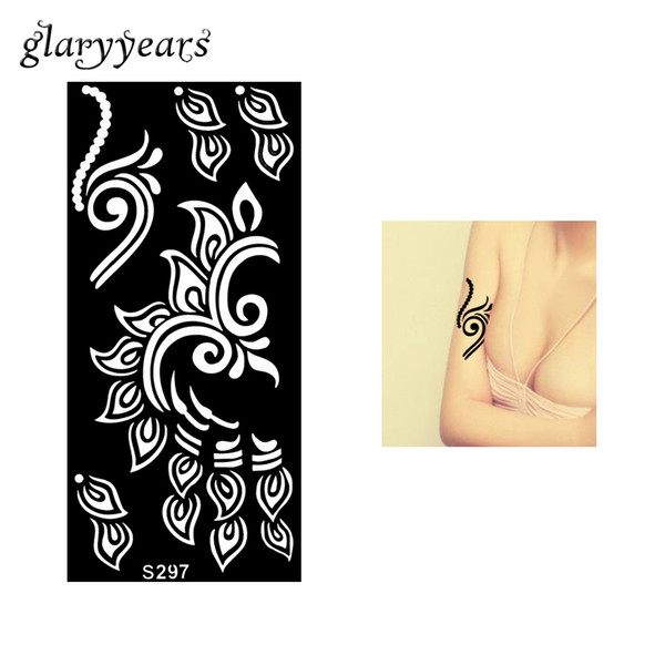 Wholesale-1 Piece Hollow Henna Tattoo Stencil Flowers Heart Template Design Paste Drawing Women Body Art Henna Tattoo Stencil Wedding S297