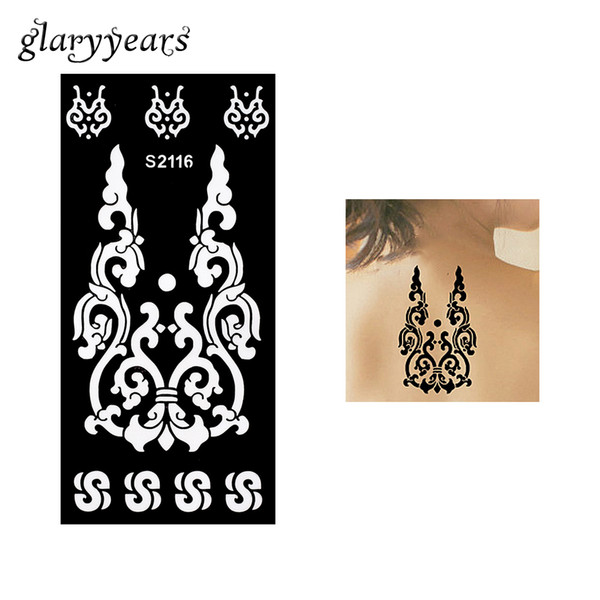 Wholesale-1 Piece Hollow Henna Tattoo Stencil Flower Lace Airbrush Painting Sexy Women Arm Body Art Henna Tattoo Stencil Originality S2116