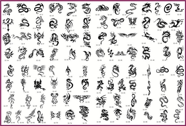 Wholesale-Template tattoo golden phoenix NO.12 airbrush tattoo stencils 100pcs dragon series picture