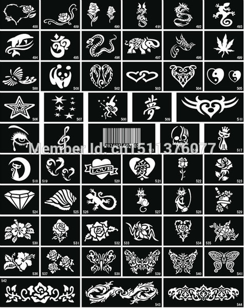 Wholesale-New 2016 Latest Mixed Design Stencils for Body Painting Glitter Temporary Tattoo 50pcs/lot Free shipping