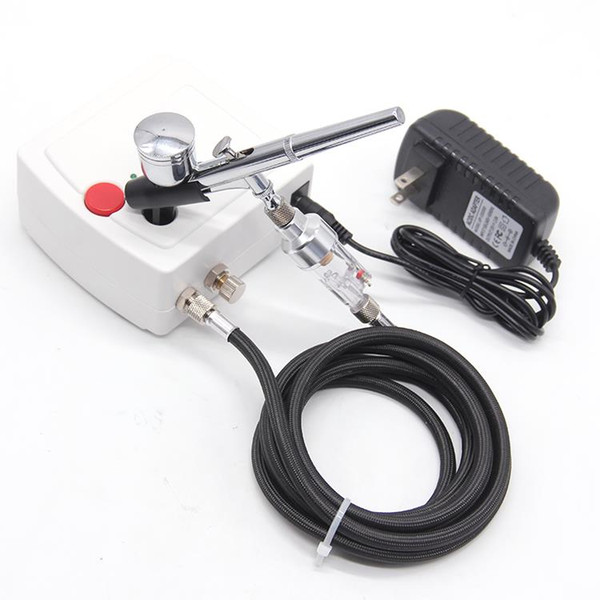 New White Mini Air Brush Compressor Dual Action Trigger Airbrush Kit 0.3mm Needle Cake Spray Gun Portable Air Brush Set Tattoo Nail Tool Set