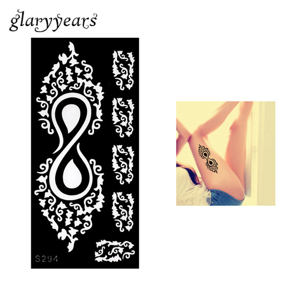 Wholesale-1 Piece Henna Tattoo Stencil Hollow Black Infinity Flower Lace Drawing for Charming Women Leg Art DIY Henna Tattoo Stencil S294