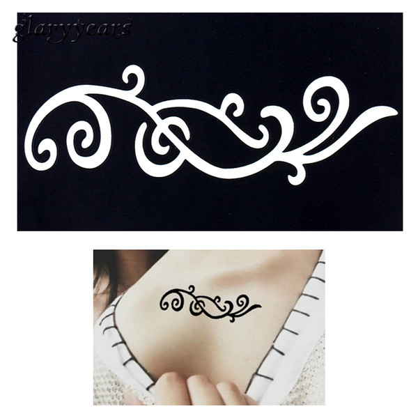 Wholesale-1pc Small Henna Indian Tattoo Stencil Drawing for Airbrush Painting Women Flower Lace Clavicle Waist Body Art Tattoo Sticker G52