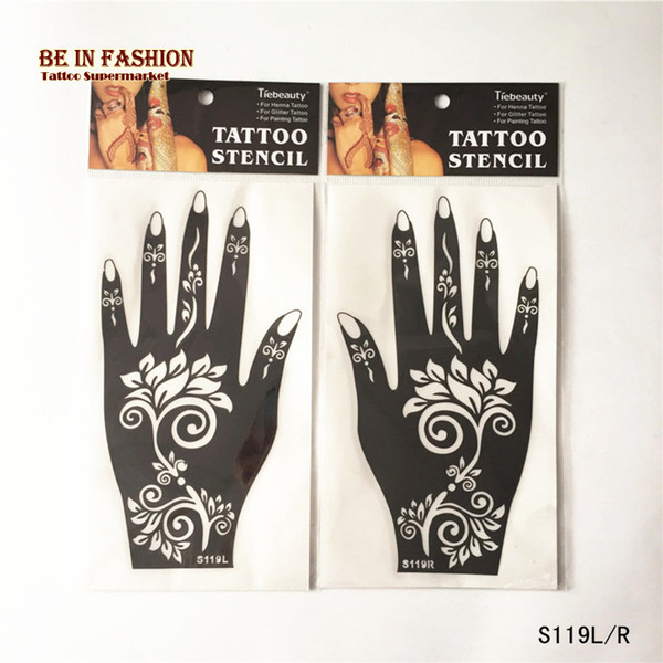 Wholesale-1pair Henna tattoo Stencils Airbrush stencil Glitter Body Art Professional kit Face Hand tattoos templates lace Rose Flower Lotu