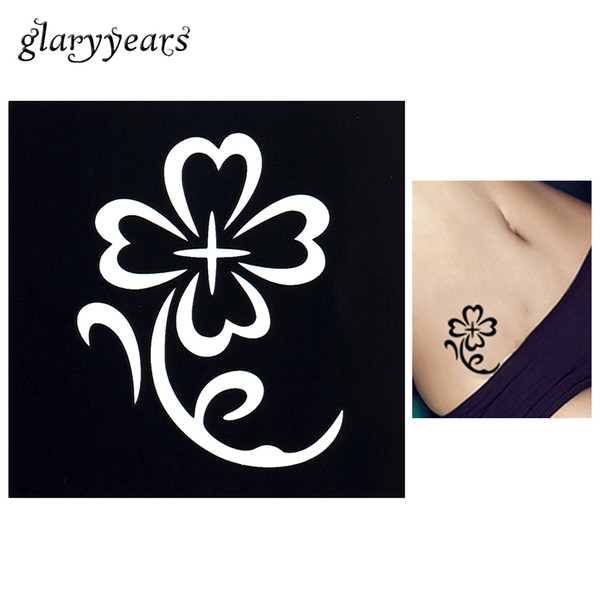 Wholesale-1pc Temporary Airbrush Henna Stencil for Women Body Art Painting Waterproof Four Leaf Clover Flower Tattoo Stencil Tool 2016 G73