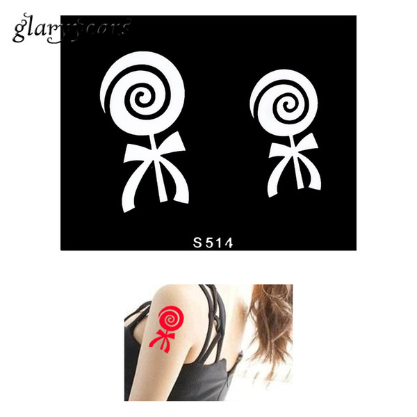 Wholesale-1 Piece Small Henna Tattoo Stencil Lollipops Pattern Design Body Art Tattoo Henna Templates Colored Paste Drawing Christmas S514