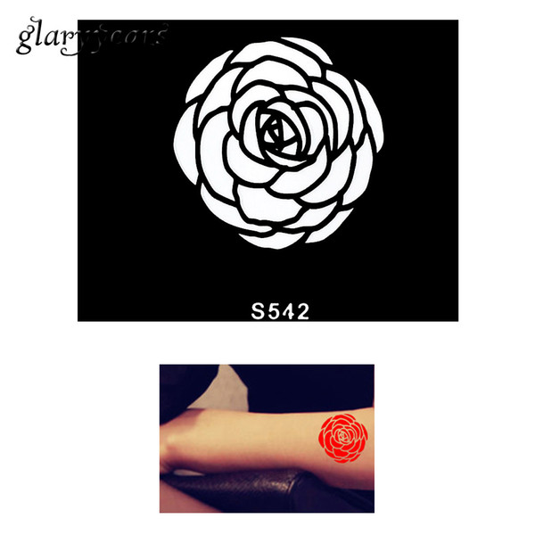 Wholesale-1 Piece Small Henna Tattoo Stencil DIY Colored Drawing Women Body Art Blooming Flower Design Henna Stencil Valentine's Gift S542