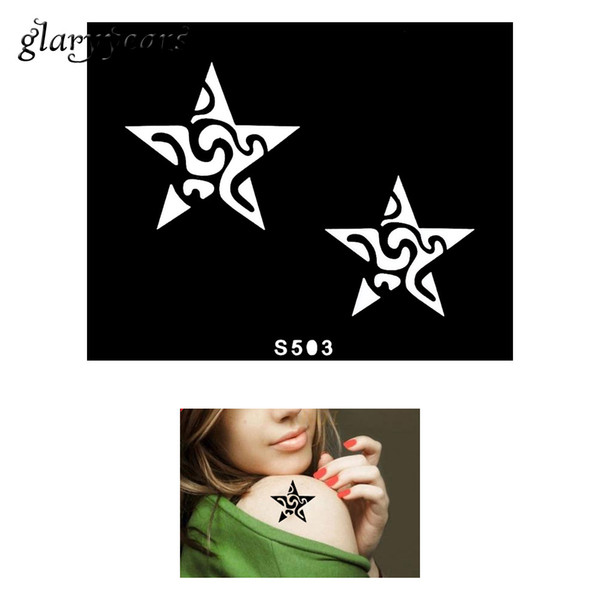 Wholesale-1 Piece Small Henna Tattoo Stencil Body Art Star Paste Drawing Design for Women DIY Airbrush Painting Henna Tattoo Stencil S503