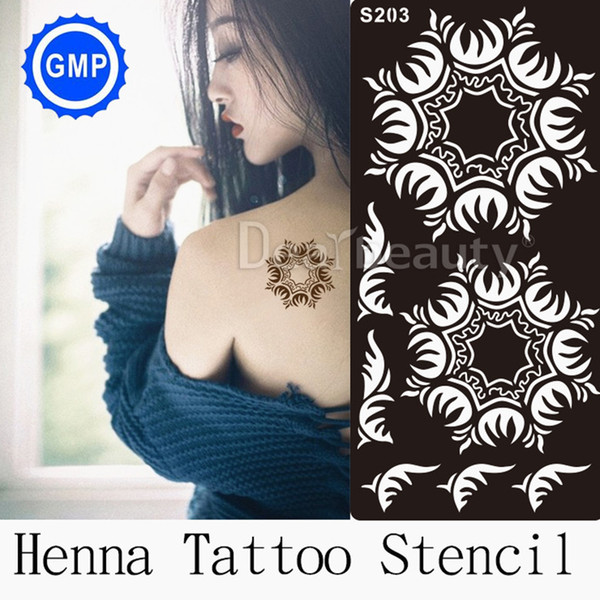 Wholesale-1pc henna tattoo stencil airbrush stencil livros sun temporary glitter henna tattoos accessories stickers for painting hand S203