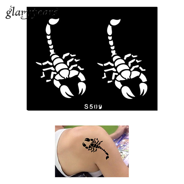 Wholesale-1 Piece Small Henna Tattoo Stencil Scorpions Picture Design Men Health Body Back Art Tattoo Stencil Indian Amorous Feelings S509