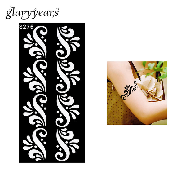 Wholesale-1 Piece Personal Flower Henna Tattoo Stencil for Sexy Women Henna Paste Colored Drawing Shoulder Wrist Art Tattoo Stencil S276