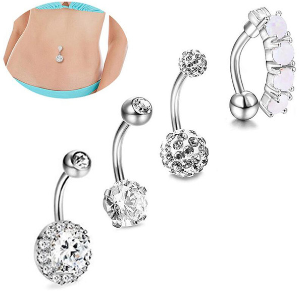 14G Surgical Stainless Belly Piercing Stud Opal Zircon Piercing Accessories With Differenct Color Design For All Fashionable Women