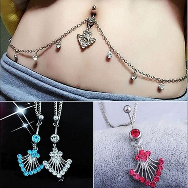 New hot fashion personality waist chain navel ring medical stainless steel anti-allergy navel nail