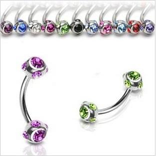 Body jewelry mixed color double gem belly ring, press fit navel button ring body piercing jewelry