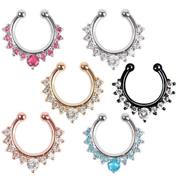 Wholesale U Style Crystal Nose Piercing Stud Nose Accessory With Diamond High Quality Body Piercing Jewellery For Women