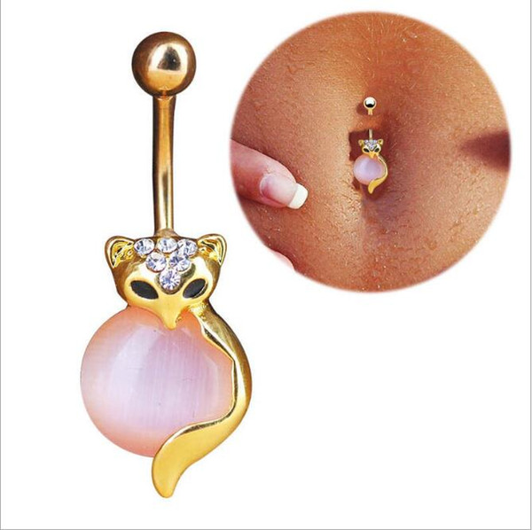 10pcs Fox gem navel ring belly button buckle navel nail puncture jewelry