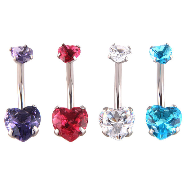 Heart Crystal Belly Button Rings Belly Bar Navel Piercing Jewelry Hot Summer Women Jewelry Navel Piercing Belly ring