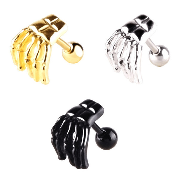 Europe and the United States popular hypoallergenic piercing jewelry new skeleton ghost hand eyebrow earrings nose ring