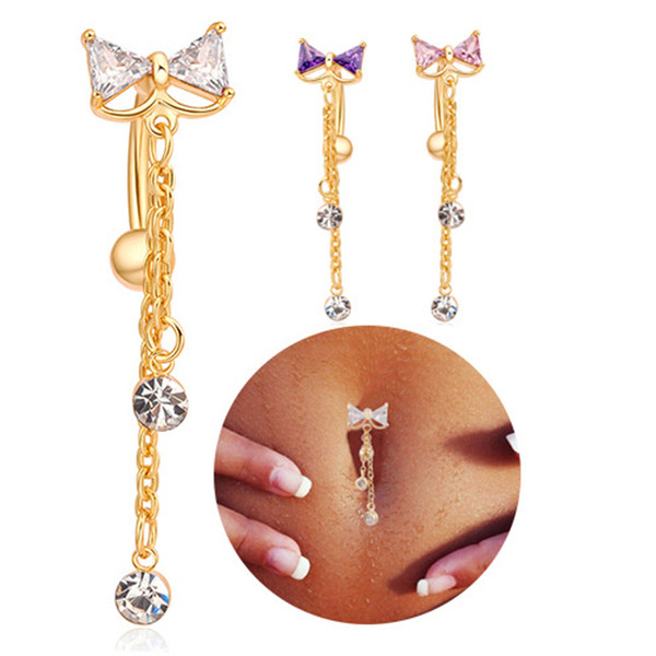 Sale Fashion Women Bow Belly Navel Ring Golden Body Piercing Jewelry Gift