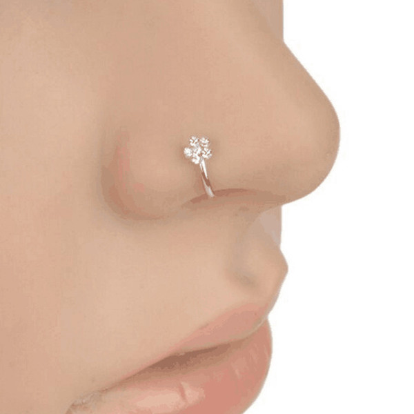 1pc Trendy Colorful Nostril Stainless Nose Hoop Plum Nose Rings Clip On Nose Ring Fake Piercing Body Jewelry For Women