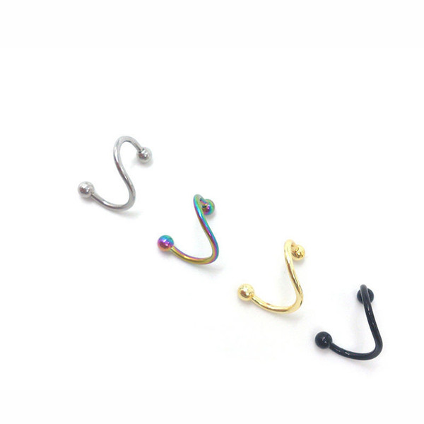 Fashion 4pcs/set Stainless Steel Twist Nose Ear Lip Ring Body Piercing Black Golden Colorful Jewelry Gift