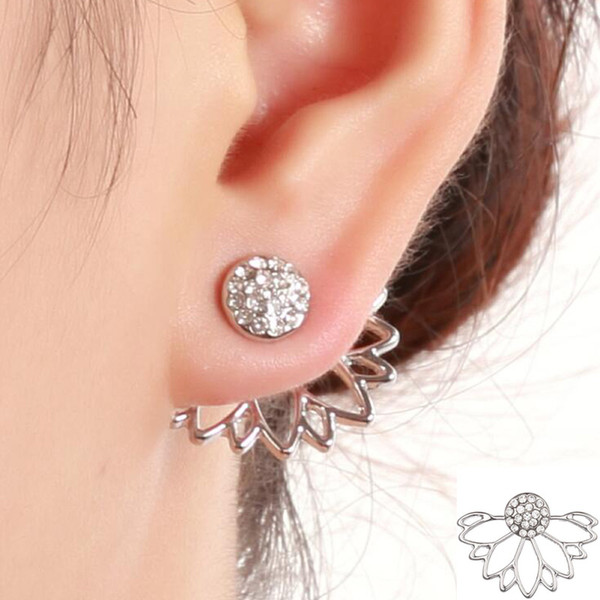 Factory Direct Lotus Style Ear Piercing Stud Fashionable Ear Accessory Diamond Encrusted Body Jewellery For Women