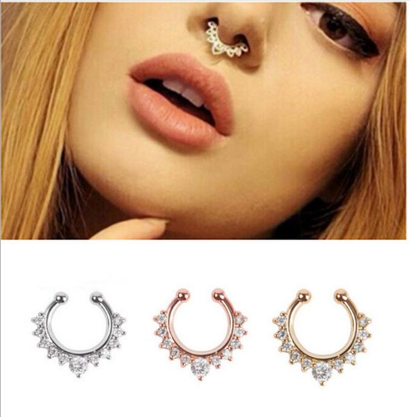 Diamond false nose ring C pole false piercing nose ornaments