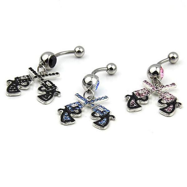 Surgical Stainless Belly Piercing Stud 2 guns Style Piercing Accessories With Differenct Color Design For All Fashionable Women