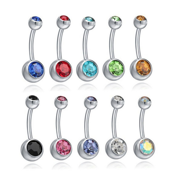 Fashion Bell Button Rings Crystal Surgical Steel Body Jewelry Belly Piercing Rings Sexy Real Navel Piercing Ombligo Pircing Gift