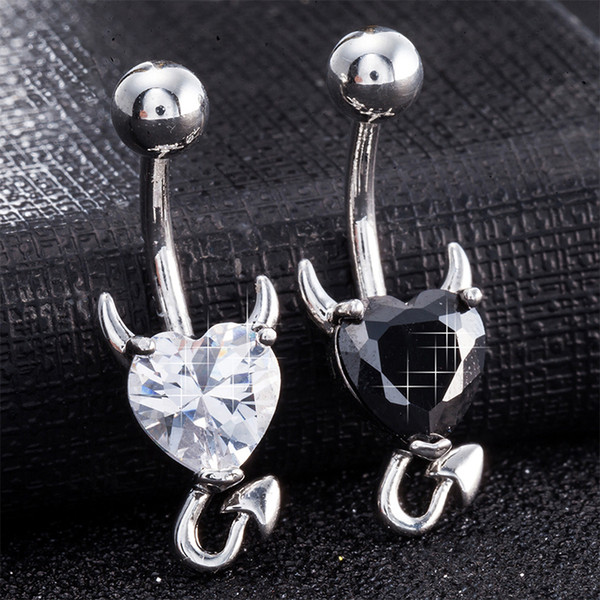 316L Stainless Steel Garnet Heart Zircon Crystal Devil Belly Button Ring Navel Piercing Nombril Ombligo Body Jewelry