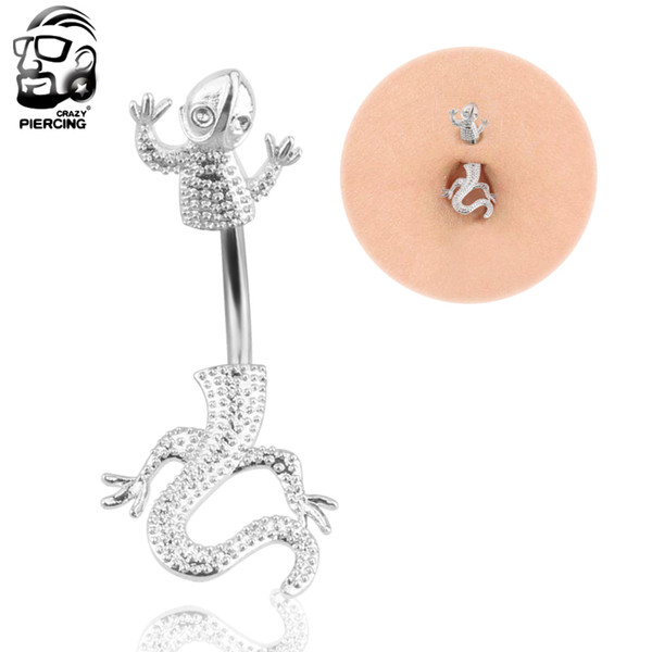 New Fashion Brand Stainless Steel Style Belly Button Ring Body Piercing Jewelry Navel Piercing Lizard Belly Piercing Earrings