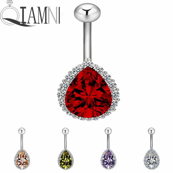 Summer Gift Crystal Water Drop Zircon Piercing Dangle Navel Belly Button Barbell Rings Sexy  Jewelry Women