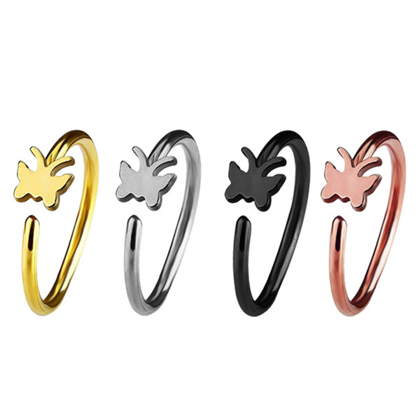 1pcs Four Color 1.0*8mm Cartilage Butterfly Nose Piercing Surgical Steel Bendable Hoop Nose and Studs Nose Ring with Piercing