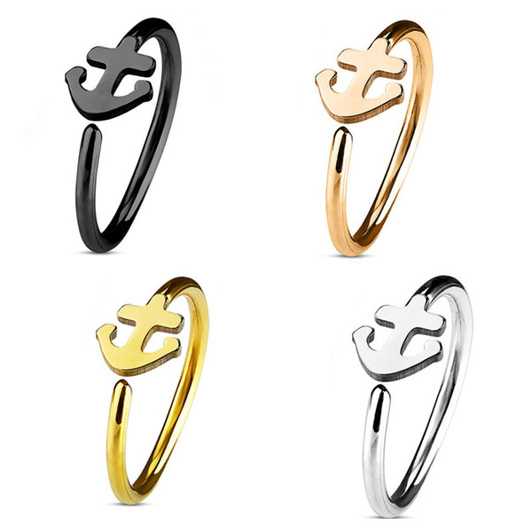 Four Color 1.0*8mm Cartilage Anchor Nose Piercing Surgical Steel Bendable Hoop Nose and Studs Nose Ring With Piercing