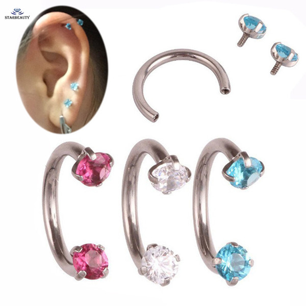 4pcs/set Earring Internal Piercing Septo Nose Lip Eyebrow Ear Septum Cartilage Helix Captive Hoop Ring Piercing Nose Rings 16G