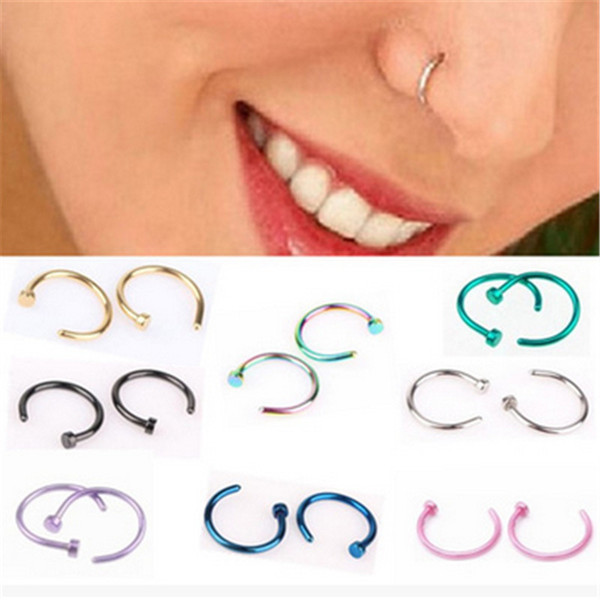 Falso Tabique De Titanio Médico Anillo La Nariz Plata Oro Clip Pendientes Para Las Mujeres Septum Piercing Clip