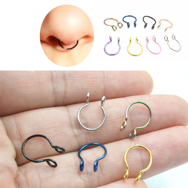 U Shaped Fake Nose Ring Hoop Septum Rings Stainless Steel Nose Piercing Fake Piercing Oreja Pircing Jewelry