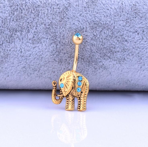 Surgical Steel Gold Elephant Navel Stud Belly Button Rings Body Piercing Jewelry